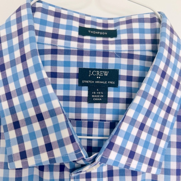 J. Crew Thompson Dress Shirt Blue White & Purple Check Men’s L - Picture 1 of 6
